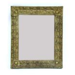 A Dutch brass decorated frame wall mirror,