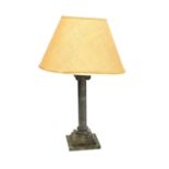 A marble column table lamp,