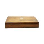 A 19th century rosewood writing box with sloping lid,