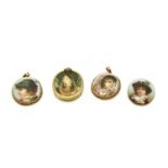 A collection of three miniature portraits on porcelain,