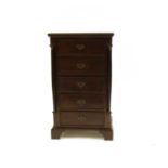 A modern hardwood five drawer chest,