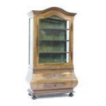 A German inlaid walnut display cabinet,