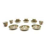 Six Chinese Canton cups and saucers,