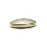 A nickel plated pocket miner's snuff box,