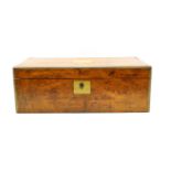 An early 19th century brass bound walnut writing box,