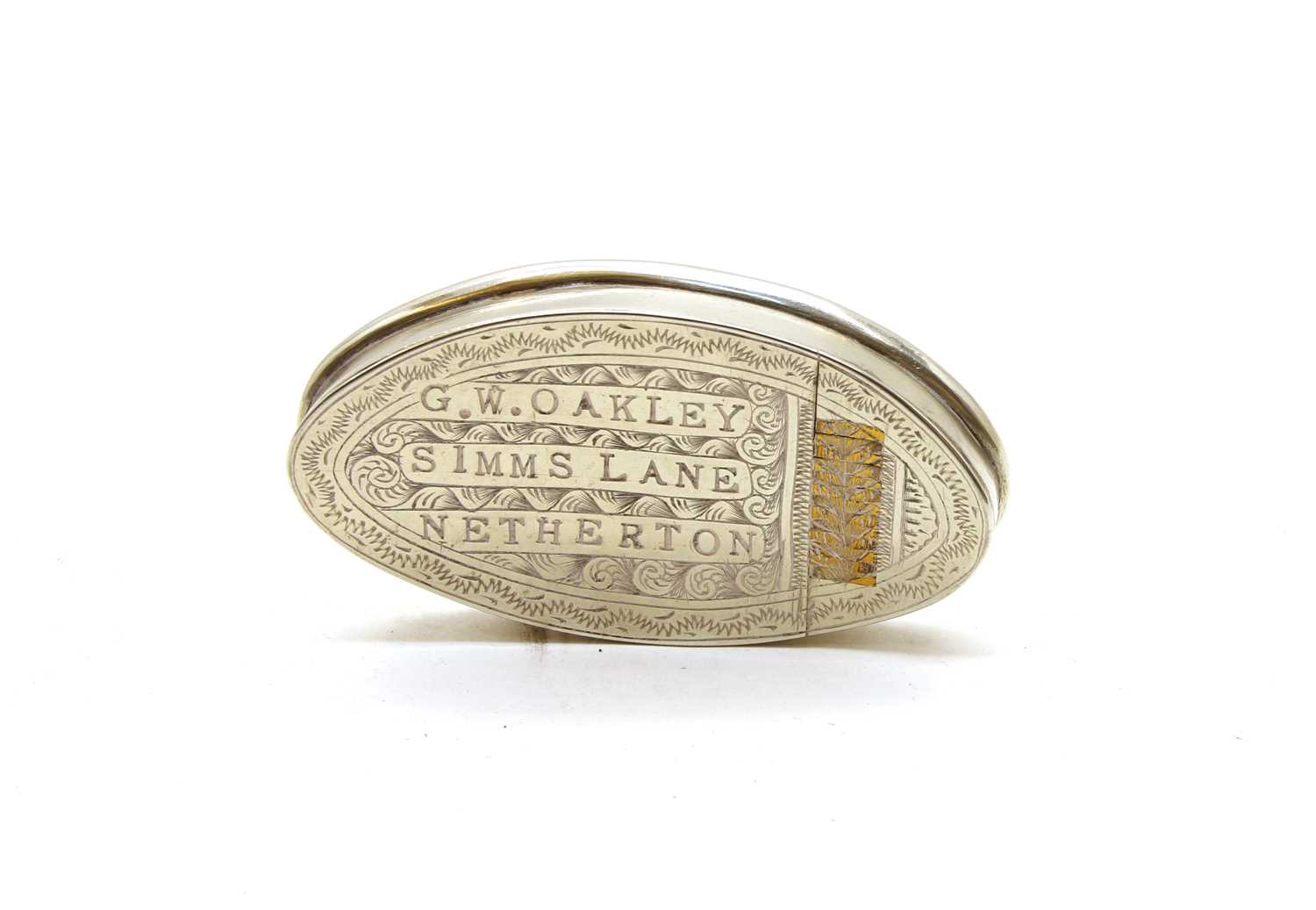 A nickel plated pocket miner's snuff box, - Image 3 of 3