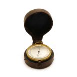 A leather cased pocket aneroid barometer by Dolland, London