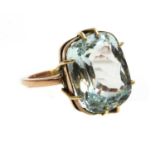 A single stone aquamarine ring,