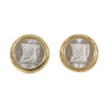 A pair of platinum and 9ct gold cufflinks,