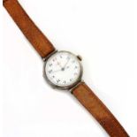 A gentlemen's sterling silver Longines mechanical strap watch, c.1929,