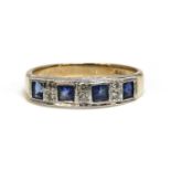 An 18ct gold sapphire and diamond half eternity ring,