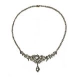 An antique-style diamond set necklace,