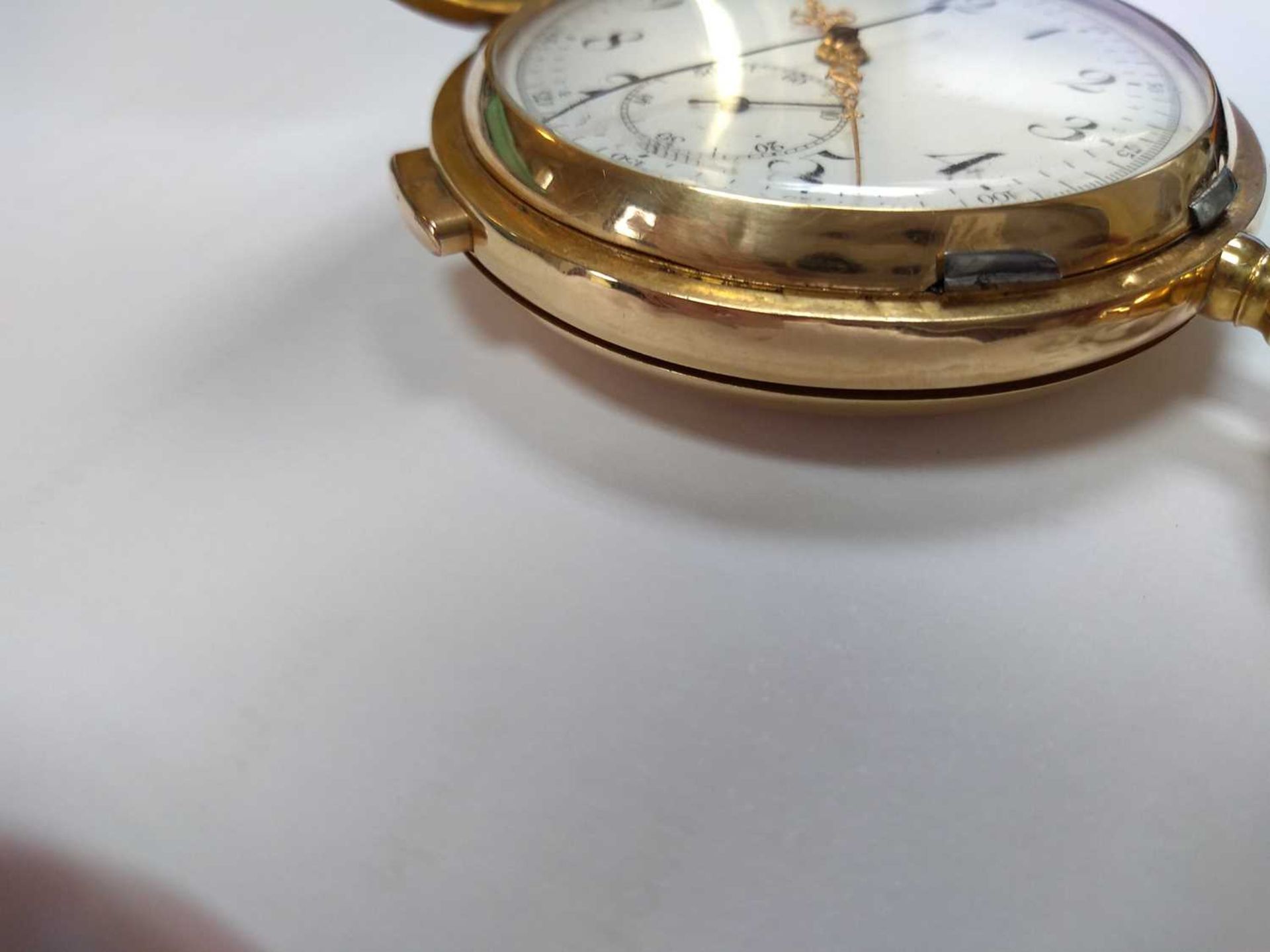 A gold side wind hunter chronograph minute repeater pocket watch, - Image 14 of 14