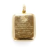 A late Victorian gold rectangular cushion-shaped hinged locket,