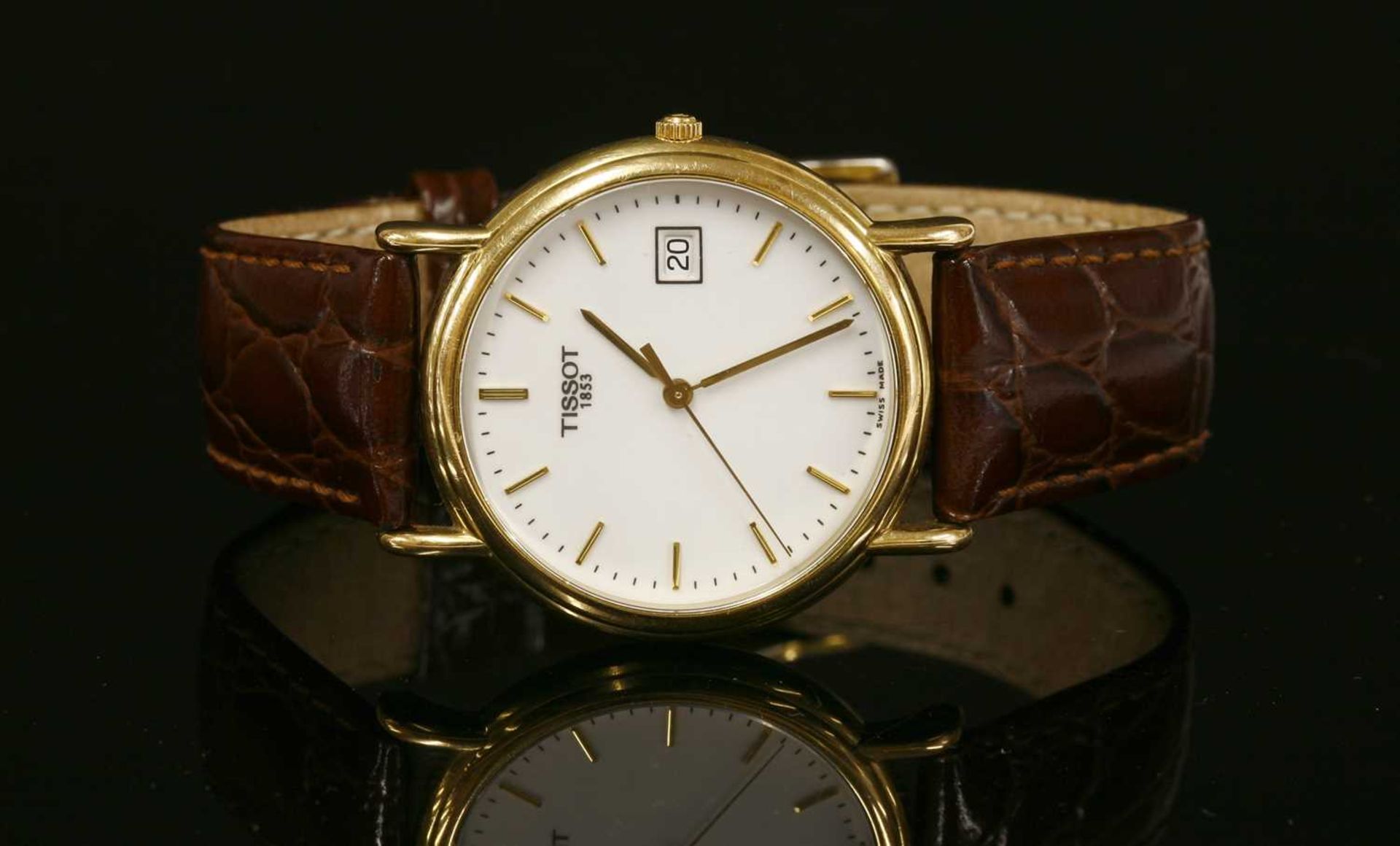 A gentlemen's 18ct gold Tissot 1853 quartz strap watch, c.2004, - Image 2 of 2