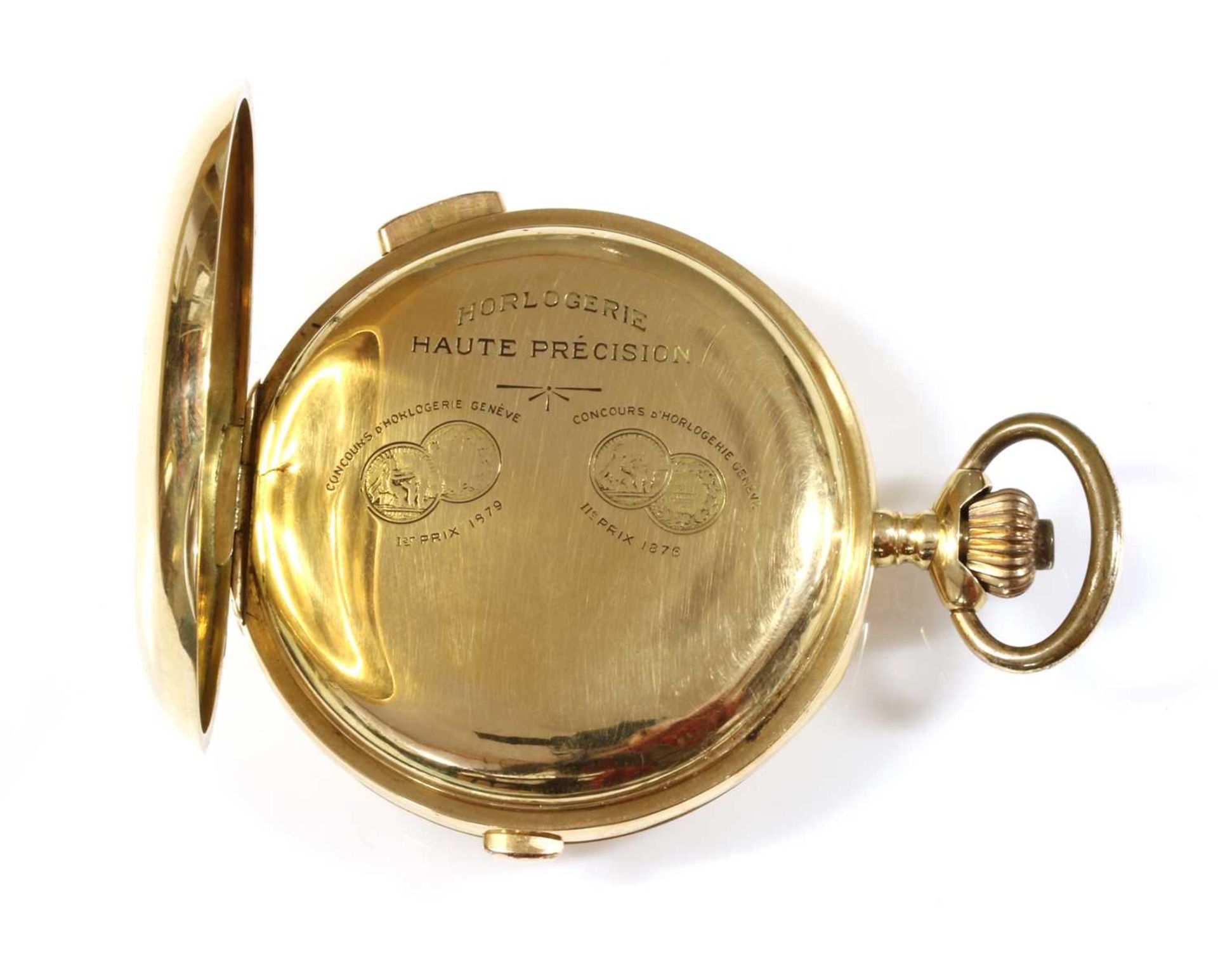 A gold side wind hunter chronograph minute repeater pocket watch, - Image 2 of 14