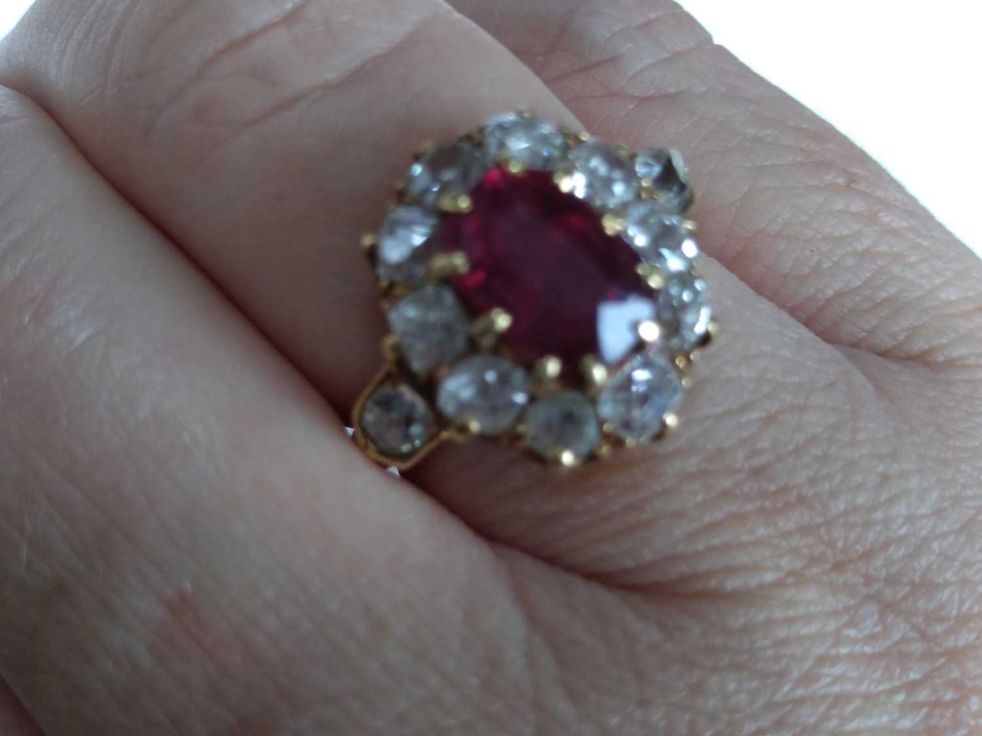 A late Victorian ruby and diamond oval cluster ring, - Image 7 of 7