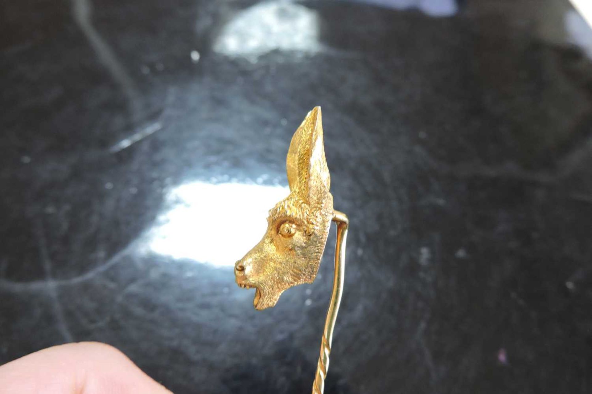 A gold donkey or ass novelty stick pin, late 19th century or early 20th century, - Image 5 of 7