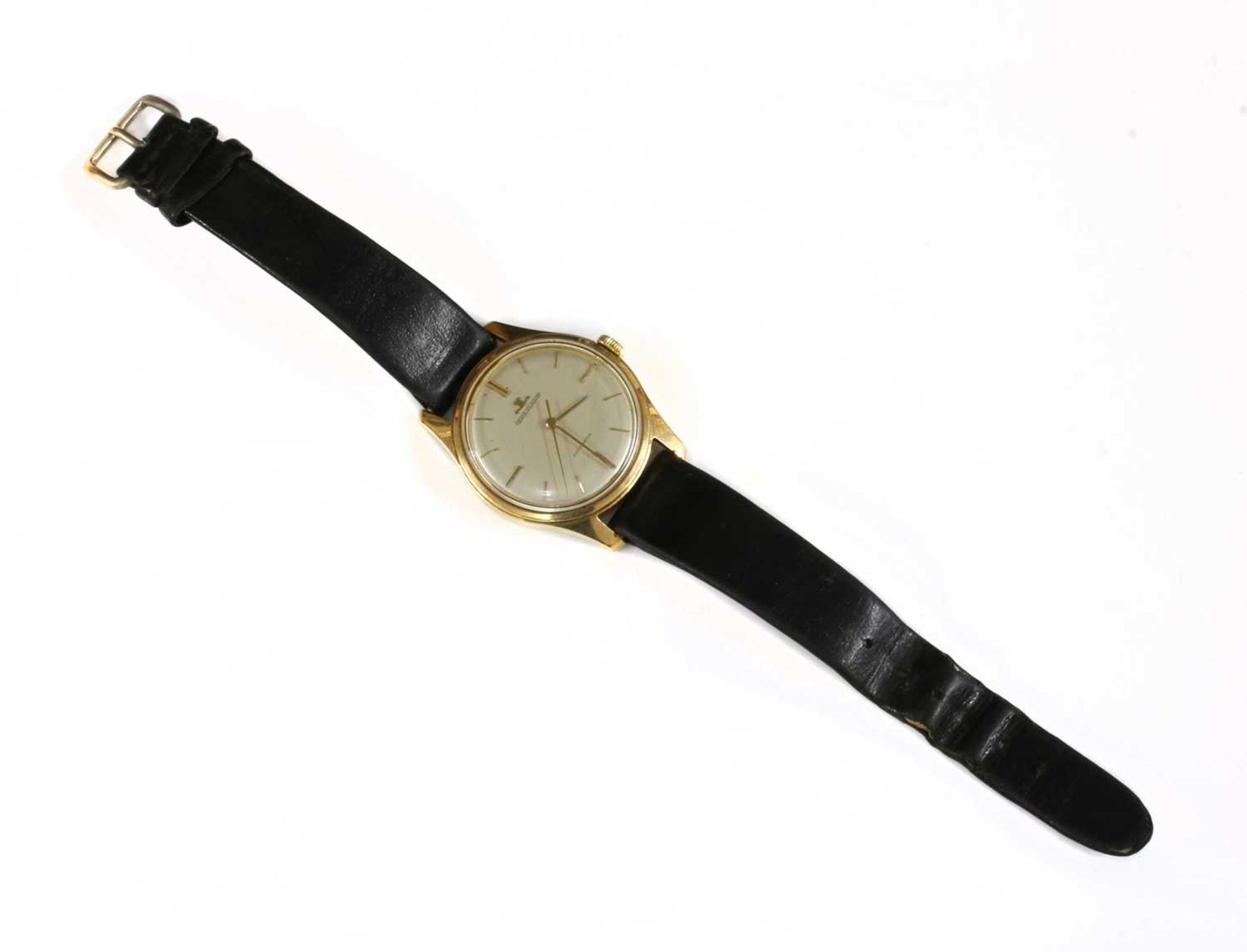 A gentlemen's 9ct gold Jaeger-LeCoultre automatic strap watch,