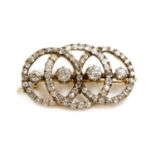 A Continental diamond set triple hoop brooch/pendant, c.1890,