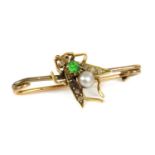 A cased Victorian gem set fly or insect brooch,