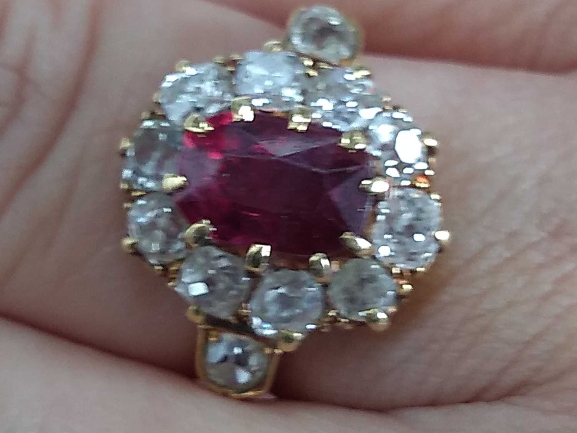 A late Victorian ruby and diamond oval cluster ring, - Image 5 of 7