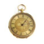 A Swiss 18ct gold key wound open-faced pocket watch,