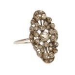 A Continental diamond set navette-shaped plaque ring,