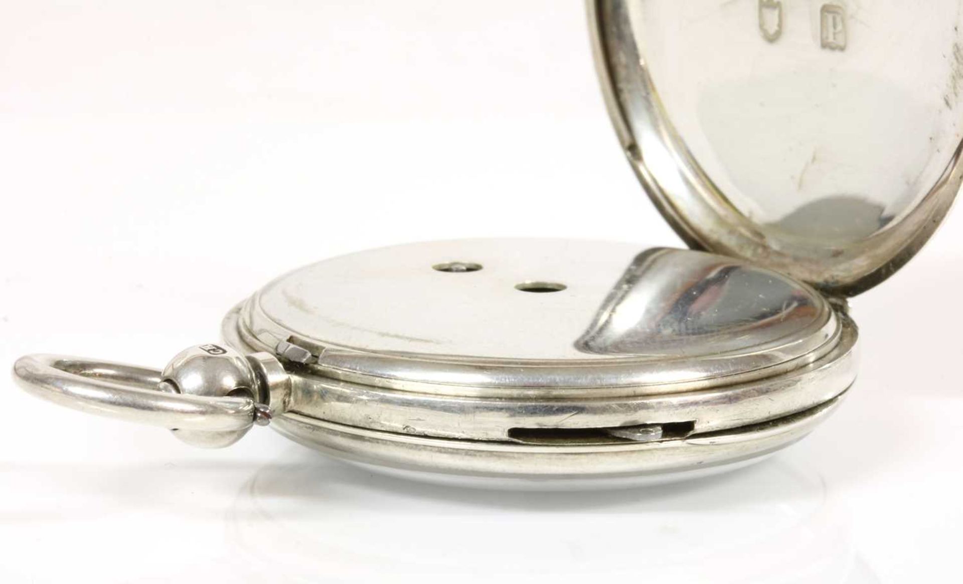 A sterling silver open-faced key wound repeater pocket watch, c.1910, - Image 3 of 4