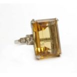 An American single stone citrine ring,