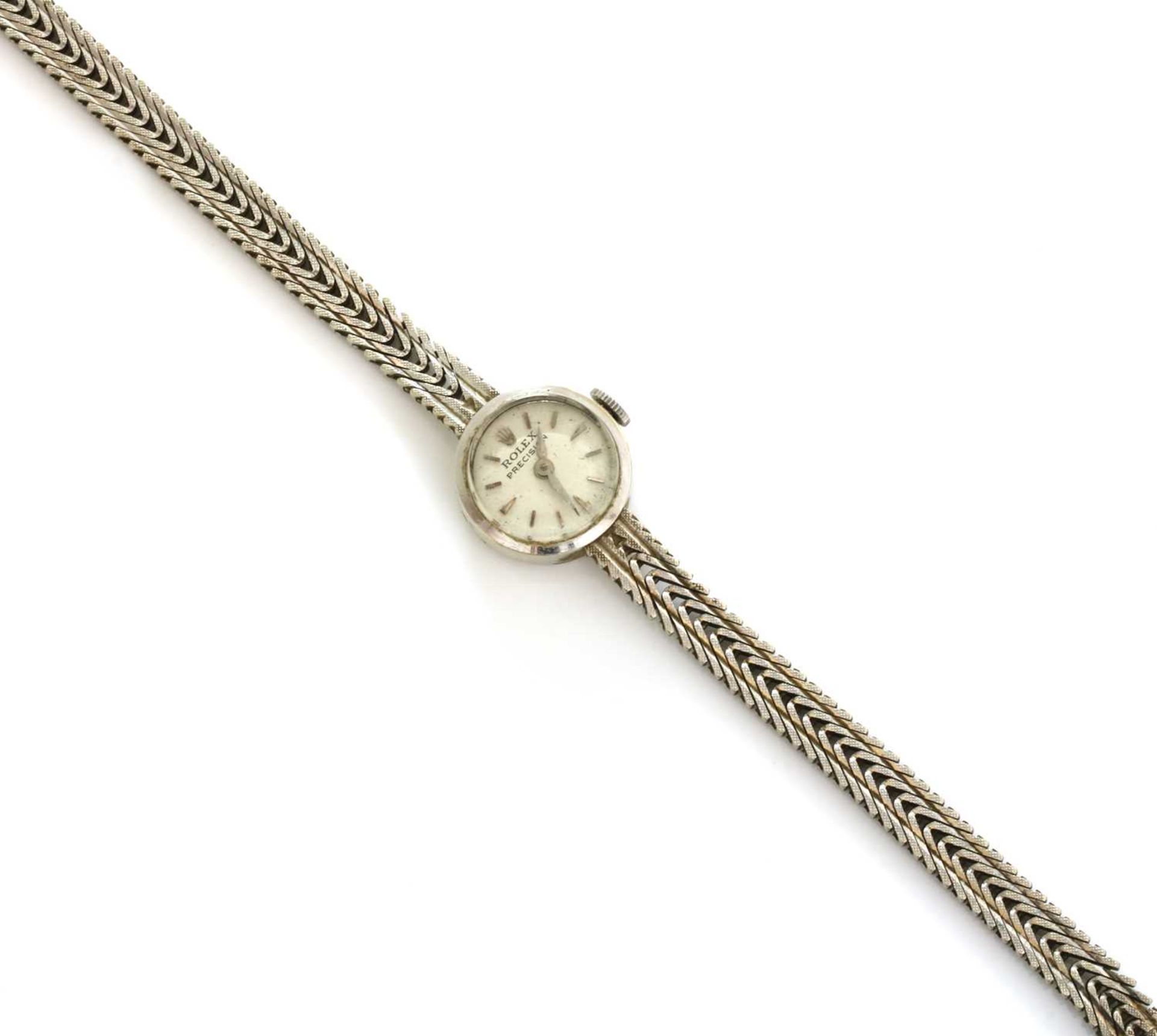 A ladies' 9ct white gold Rolex 'Precision' mechanical bracelet watch, c.1960,