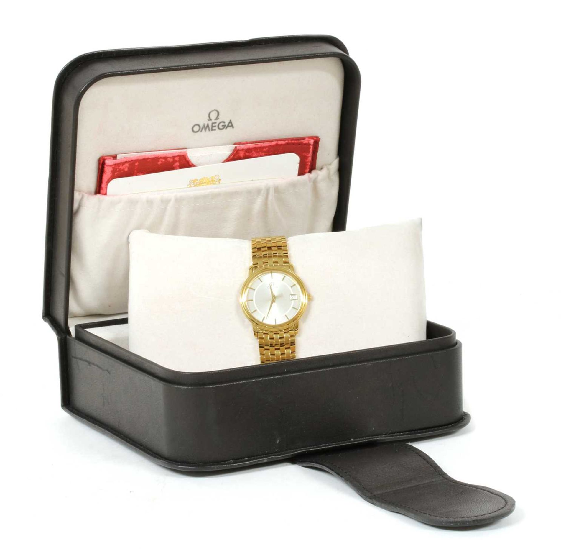 A gentlemen's 18ct gold Omega 'Prestige' quartz bracelet watch, - Image 2 of 3
