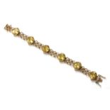 A 9ct gold citrine bracelet by Cropp & Farr, c.1970,