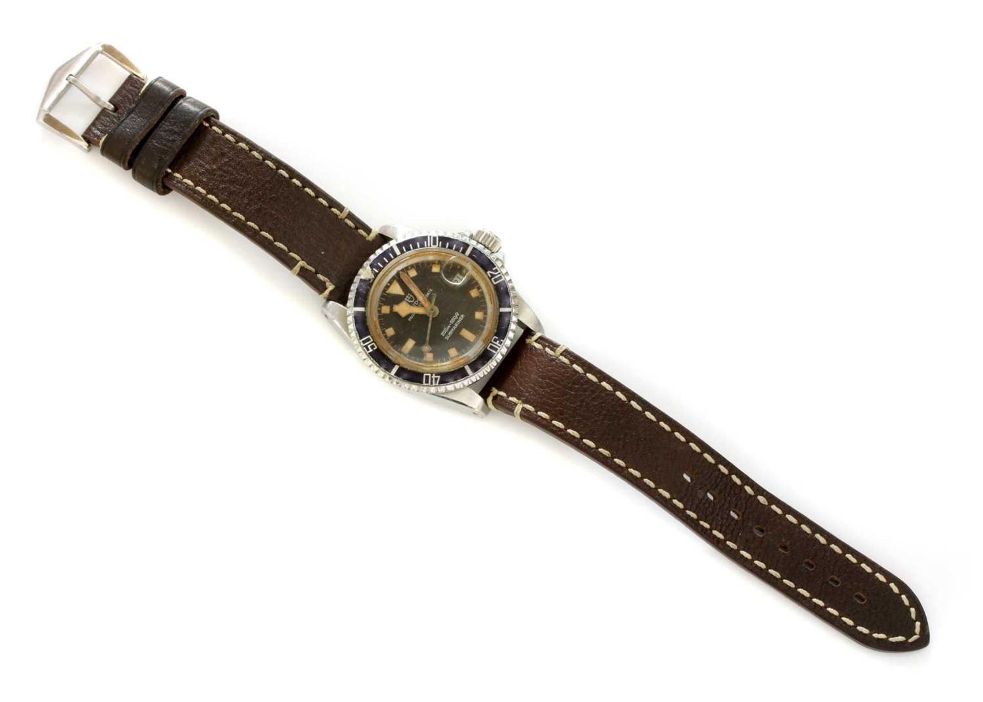 A gentlemen's stainless steel Rolex Tudor Prince Oysterdate 'Snowflake' Submariner strap watch,