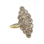 A diamond set marquise cluster ring,