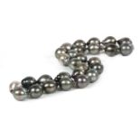 A single row graduated baroque Tahitian cultured pearl necklace,