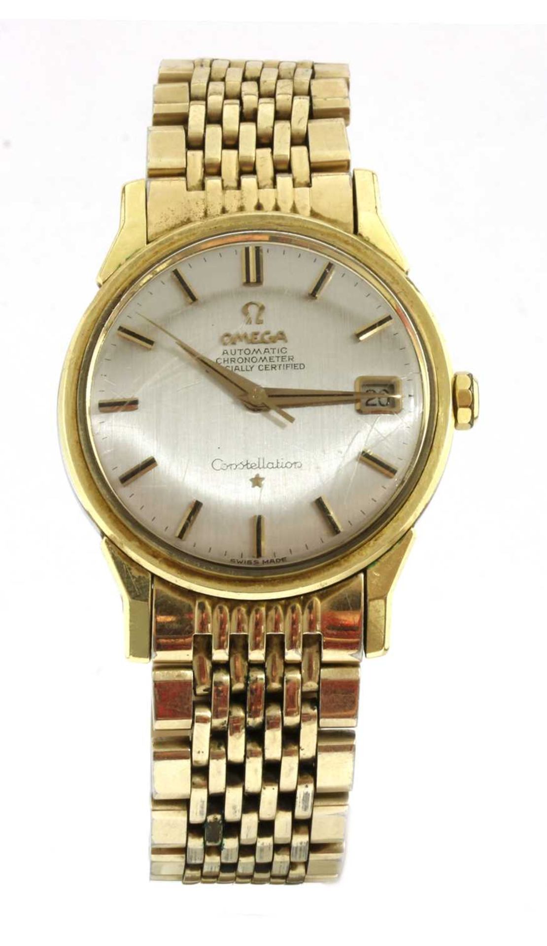 A gentlemen's steel and gold-plated Omega 'Constellation' mechanical bracelet watch, c.1976,
