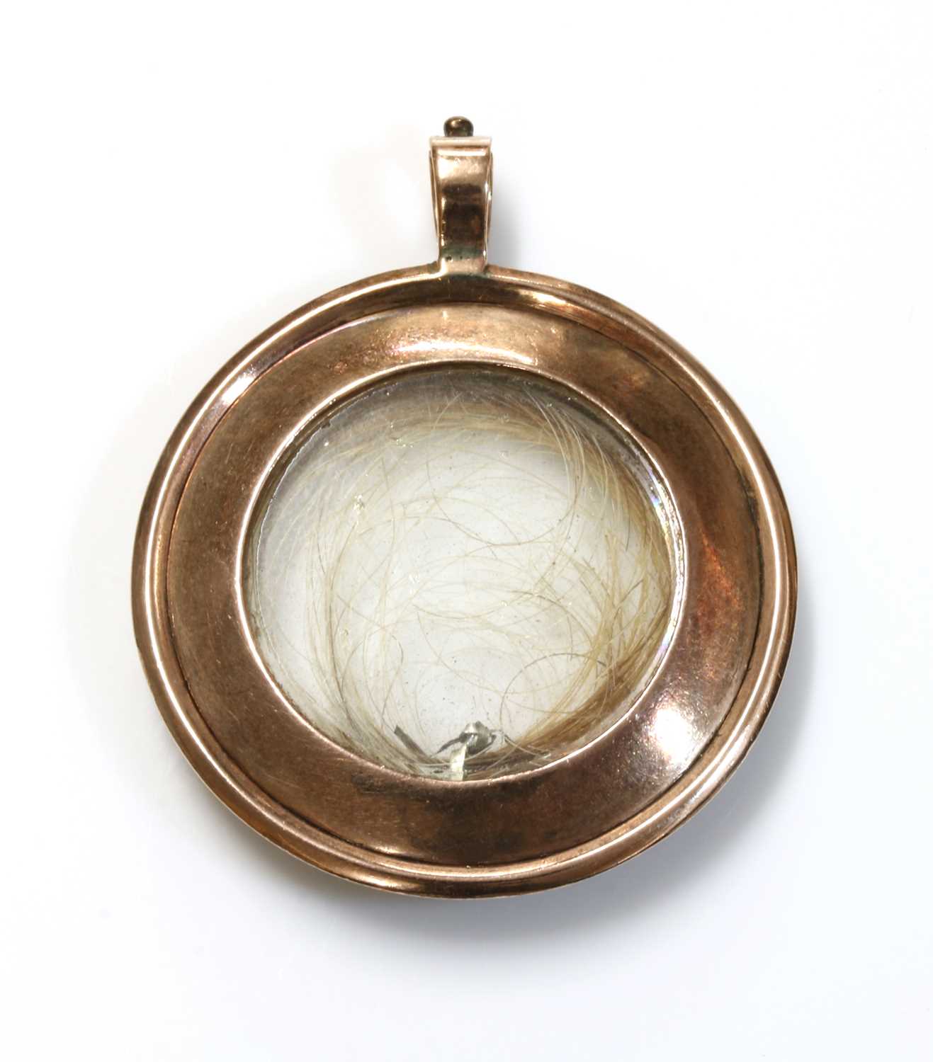 A Georgian gold and paste set circular glazed locket, - Image 2 of 2