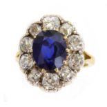 A Madagascan sapphire and diamond cluster ring,