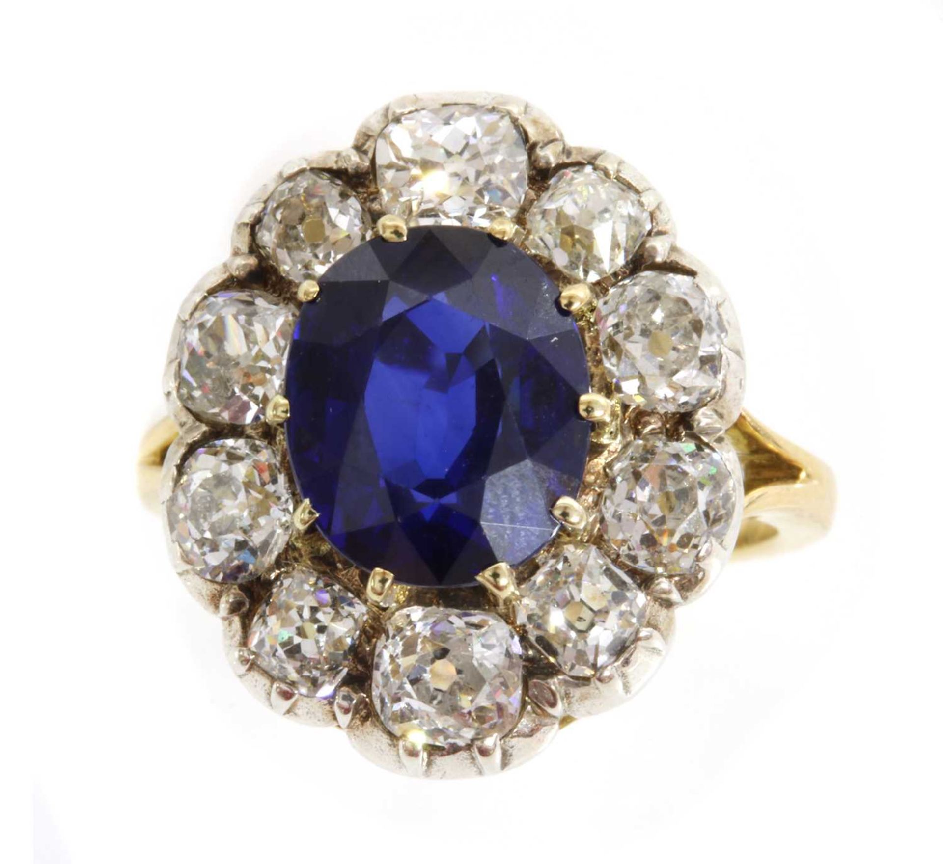 A Madagascan sapphire and diamond cluster ring,