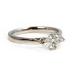 A platinum single stone diamond ring,