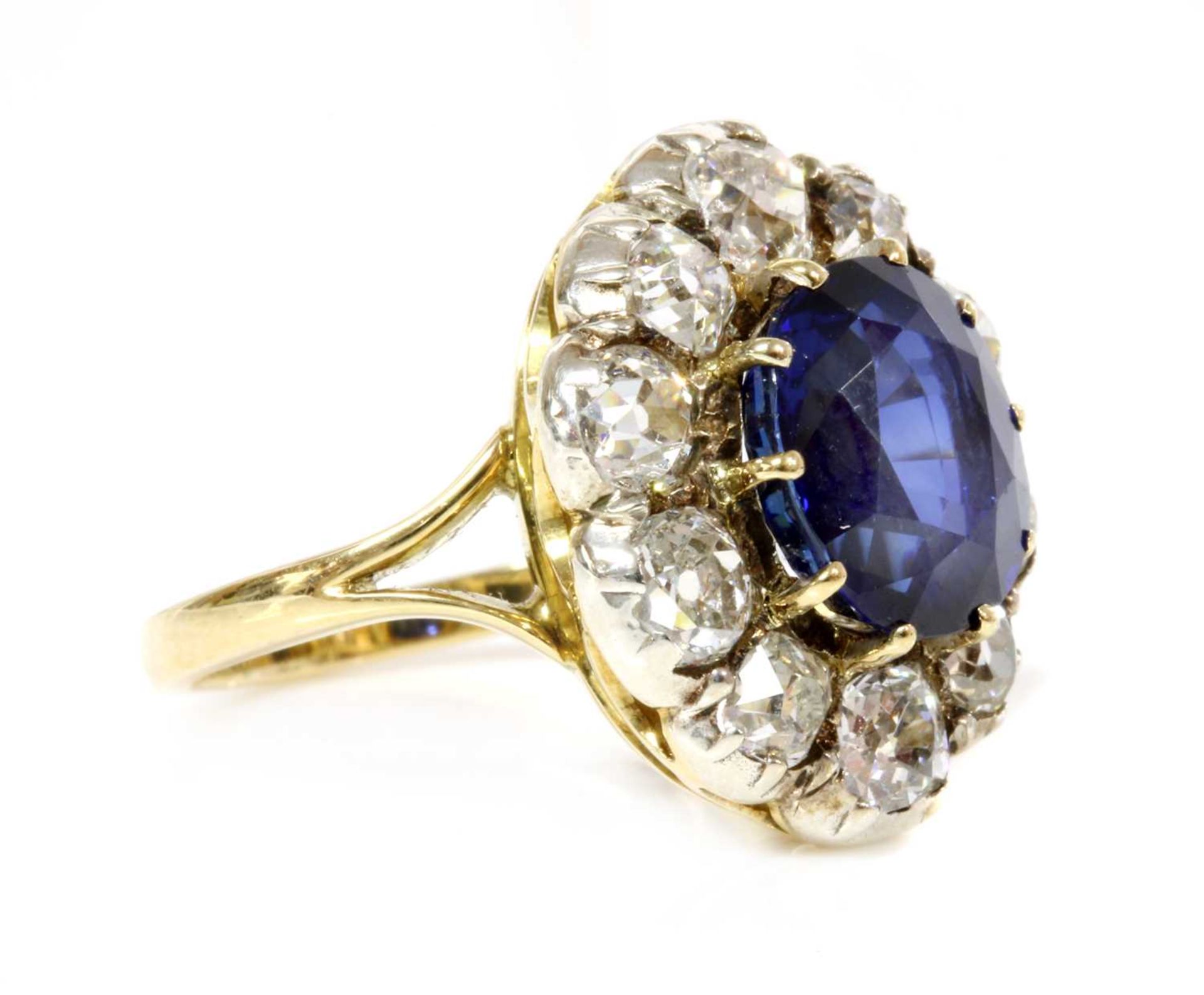 A Madagascan sapphire and diamond cluster ring, - Image 2 of 4