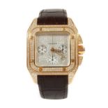 A gentlemen's 18ct rose gold Cartier 'Santos' Automatic Chronograph 100 strap watch,
