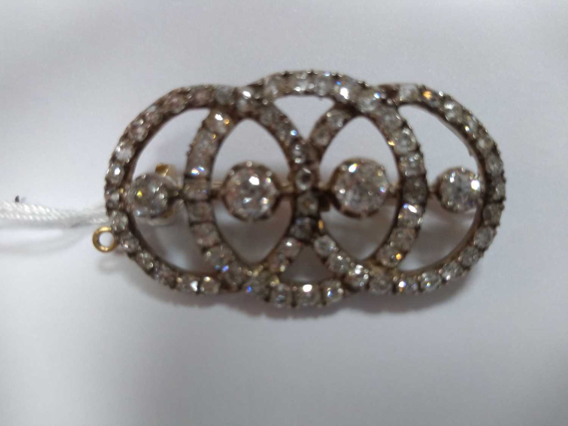 A Continental diamond set triple hoop brooch/pendant, c.1890, - Image 4 of 8