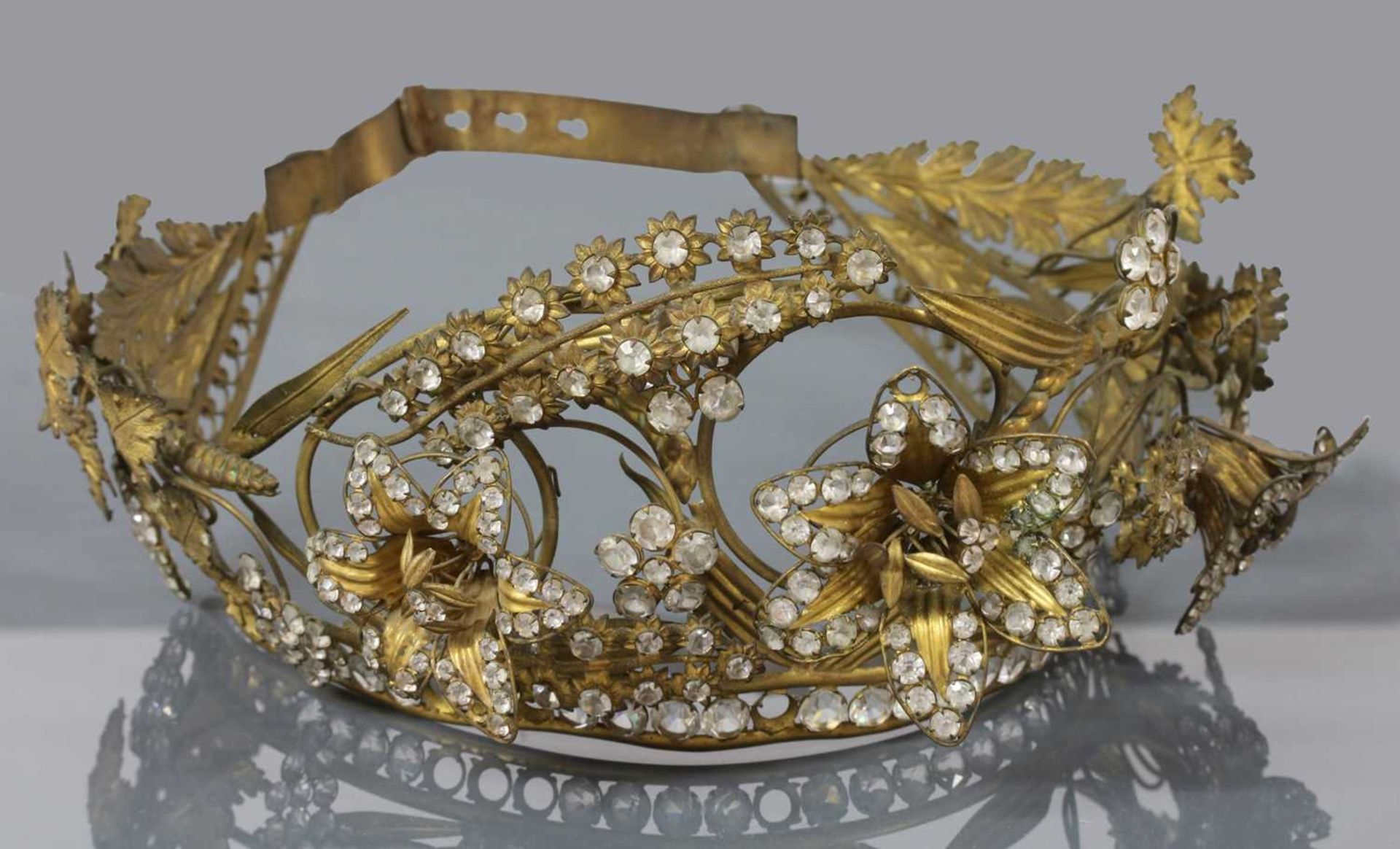 A Regency gilt metal and paste, en tremblant tiara or headdress, c.1810-1830, - Image 2 of 13