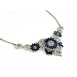 A Continental white gold sapphire and diamond necklace,