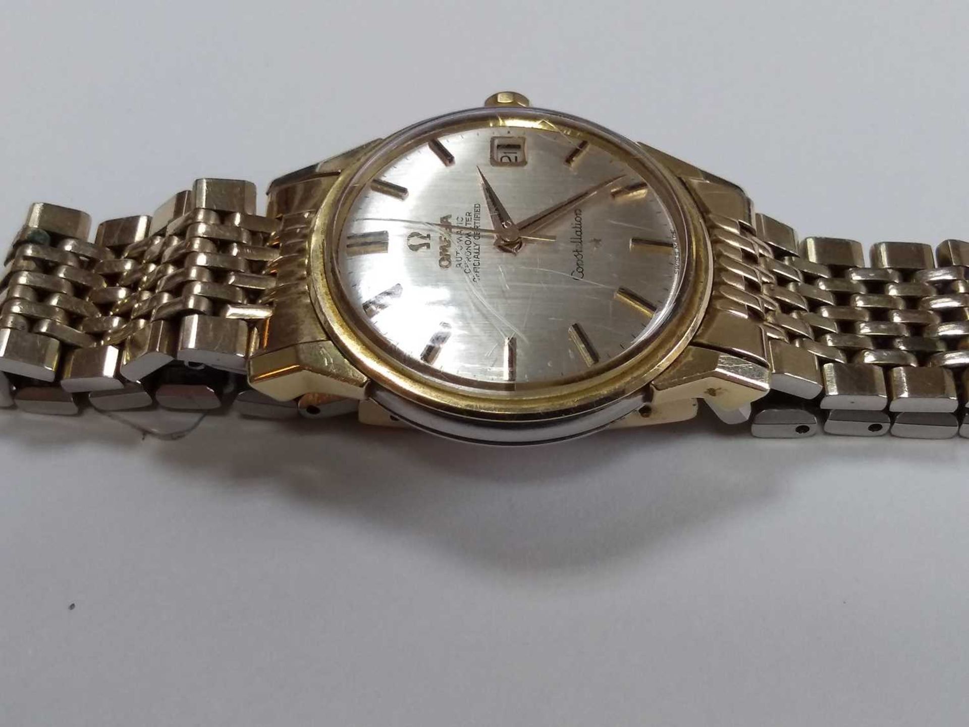 A gentlemen's steel and gold-plated Omega 'Constellation' mechanical bracelet watch, c.1976, - Image 4 of 11