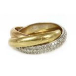 An 18ct three colour gold, diamond set, Cartier 'Trinity' ring c.2003,