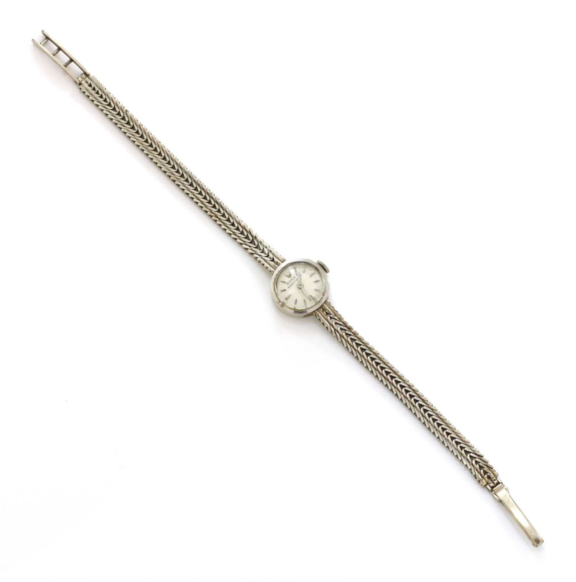 A ladies' 9ct white gold Rolex 'Precision' mechanical bracelet watch, c.1960, - Image 2 of 6