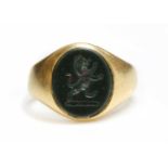 An 18ct gold Edwardian bloodstone signet ring by Goldsmiths' and Silversmiths' Company Ltd.,